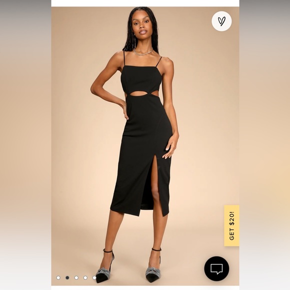 Lulus Dresses & Skirts - Lulus Midnight Muse Black Cutout Bodycon Midi Dress LIKE NEW